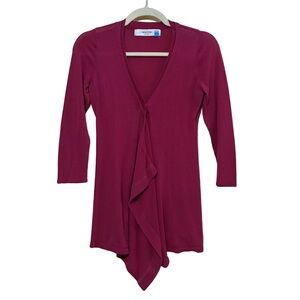Sparrow Ballet Wrap Cardigan Sweater Women’s S Magenta One-Button Ruffle